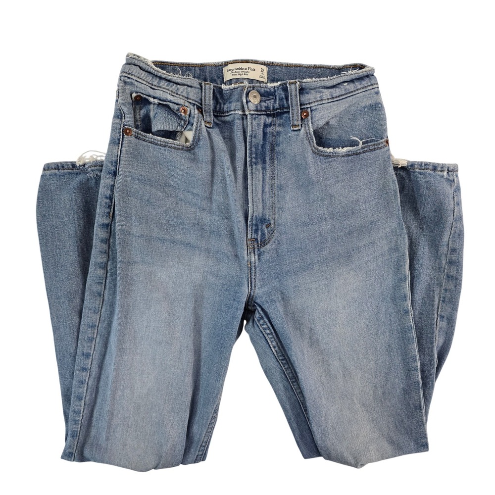 Abercrombie & Fitch Womens Jean The Ankle Straight Ultra High Rise Light Wash 27